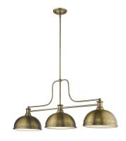 Three Light Billiard by Z-Lite - Melange Collection, Heritage Brass Finish - 725-3HBR-D12HBR