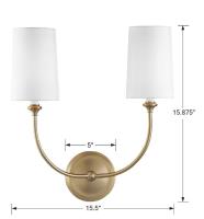 Two Light Wall Sconce by Crystorama - Sylvan Collection, Vibrant Gold Finish - 2242-VG