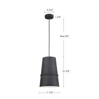 One Light Pendant by Kuzco Lighting - Castor Collection, Black Finish - 492208-BK