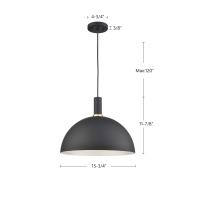 One Light Pendant by Kuzco Lighting - Archibald Collection, Black With Gold Detail Finish - 492316-BK/GD