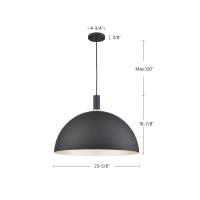One Light Pendant by Kuzco Lighting - Archibald Collection, Black With Gold Detail Finish - 492324-BK/GD
