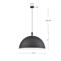 One Light Pendant by Kuzco Lighting - Archibald Collection, Black With Gold Detail Finish - 492332-BK/GD