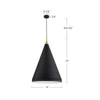 One Light Pendant by Kuzco Lighting - Dorothy Collection, Black With Gold Detail Finish - 492716-BK/GD