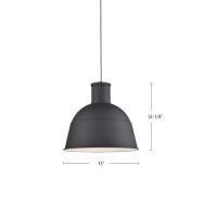 One Light Pendant by Kuzco Lighting - Irving Collection, Black Finish - 493513-BK
