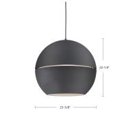 One Light Pendant by Kuzco Lighting - Lucas Collection, Black Finish - 494024-BK