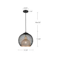 One Light Pendant by Kuzco Lighting - Gibraltar Collection, Black/Gold Finish - 494412-BK/GD