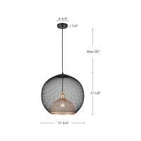 One Light Pendant by Kuzco Lighting - Gibraltar Collection, Black/Gold Finish - 494418-BK/GD