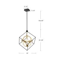 LED Chandelier by Kuzco Lighting - Monza Collection, Black/Antique Brass Finish - CH19220-BK/AN
