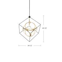 LED Chandelier by Kuzco Lighting - Monza Collection, Black/Antique Brass Finish - CH19234-BK/AN