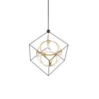 LED Chandelier by Kuzco Lighting - Monza Collection, Black/Antique Brass Finish - CH19234-BK/AN