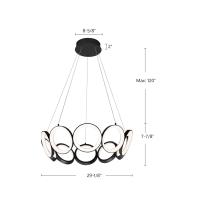 LED Chandelier by Kuzco Lighting - Oros Collection, Black Finish - CH94829-BK