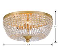 Four Light Flush Mount by Crystorama - Rylee Collection, Antique Gold Finish - 605-GA