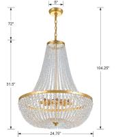 Eight Light Chandelier by Crystorama - Rylee Collection, Antique Gold Finish - 609-GA