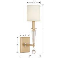 One Light Wall Sconce by Crystorama - Paxton Collection, Aged Brass Finish - 8101-AG