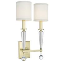 Two Light Wall Sconce by Crystorama - Paxton Collection, Aged Brass Finish - 8102-AG