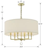 Six Light Chandelier by Crystorama - Paxton Collection, Aged Brass Finish - 8116-AG