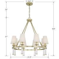 Eight Light Chandelier by Crystorama - Baxter Collection, Aged Brass Finish - 8867-AG