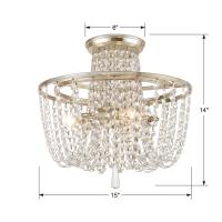 Three Light Semi Flush Mount by Crystorama - Arcadia Collection, Antique Silver Finish - ARC-1900-SA-CL-MWP