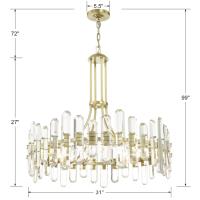 12 Light Chandelier by Crystorama - Bolton Collection, Aged Brass Finish - BOL-8889-AG