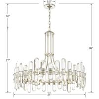 12 Light Chandelier by Crystorama - Bolton Collection, Polished Nickel Finish - BOL-8889-PN