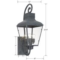 Three Light Outdoor Wall Sconce by Crystorama - Dumont Collection, Graphite Finish - DUM-9803-GE