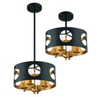 Four Light Pendant by Crystorama - Odelle Collection, Black + Antique Gold Finish - ODE-700-BK-GA