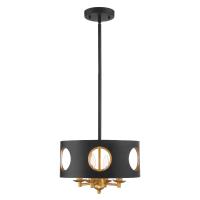 Four Light Pendant by Crystorama - Odelle Collection, Black + Antique Gold Finish - ODE-700-BK-GA