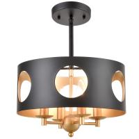 Four Light Pendant by Crystorama - Odelle Collection, Black + Antique Gold Finish - ODE-700-BK-GA