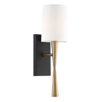 One Light Wall Sconce by Crystorama - Trenton Collection, Aged Brass + Black Forged Finish - TRE-221-AG-BF