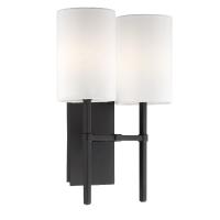 Two Light Wall Sconce by Crystorama - Veronica Collection, Black Forged Finish - VER-242-BF