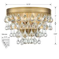 Two Light Wall Sconce by Crystorama - Calypso Collection, Vibrant Gold Finish - 132-VG