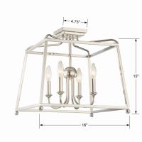 Four Light Semi Flush Mount by Crystorama - Sylvan Collection, Polished Nickel Finish - 2243-PN_NOSHADE