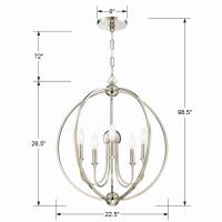 Five Light Chandelier by Crystorama - Sylvan Collection, Polished Nickel Finish - 2247-PN_NOSHADE