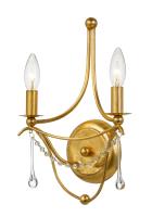 Two Light Wall Sconce by Crystorama - Metro Collection, Antique Gold Finish - 422-GA