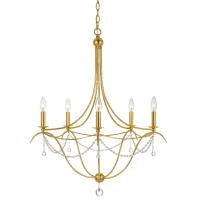 Five Light Chandelier by Crystorama - Metro Collection, Antique Gold Finish - 425-GA