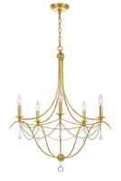 Five Light Chandelier by Crystorama - Metro Collection, Antique Gold Finish - 425-GA