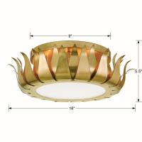 Three Light Flush Mount by Crystorama - Broche Collection, Antique Gold Finish - 510-GA