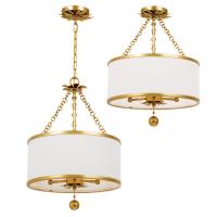 Three Light Semi Flush Mount by Crystorama - Broche Collection, Antique Gold Finish - 513-GA_CEILING