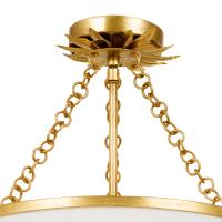 Three Light Semi Flush Mount by Crystorama - Broche Collection, Antique Gold Finish - 513-GA_CEILING