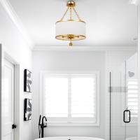 Three Light Semi Flush Mount by Crystorama - Broche Collection, Antique Gold Finish - 513-GA_CEILING