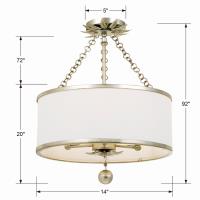 Three Light Semi Flush Mount by Crystorama - Broche Collection, Antique Silver Finish - 513-SA_CEILING