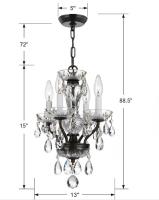 Four Light Chandelier by Crystorama - Welton Collection, English Bronze Finish - 5534-EB-CL-S