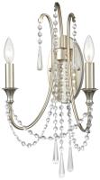 Two Light Wall Sconce by Crystorama - Arcadia Collection, Antique Silver Finish - ARC-1902-SA-CL-MWP