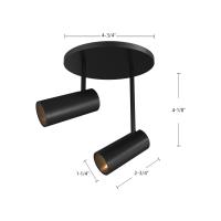 LED Semi-Flush Mount by Kuzco Lighting - Downey Collection, Black Finish - SF15102-BK