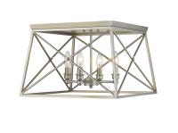 Four Light Flush Mount by Z-Lite - Trestle Collection, Antique Silver Finish - 447F18-AS