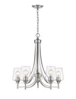 Five Light Chandelier by Z-Lite - Joliet Collection, Brushed Nickel Finish - 473-5BN