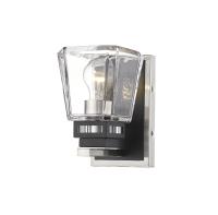 One Light Wall Sconce by Z-Lite - Jackson Collection, Brushed Nickel + Matte Black Finish - 474-1S-BN-MB