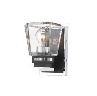 One Light Wall Sconce by Z-Lite - Jackson Collection, Chrome + Matte Black Finish - 474-1S-CH-MB