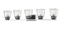 Five Light Vanity by Z-Lite - Jackson Collection, Chrome + Matte Black Finish - 474-5V-CH-MB