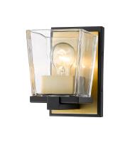 One Light Wall Sconce by Z-Lite - Bleeker Street Collection, Matte Black + Olde Brass Finish - 475-1S-MB-OBR